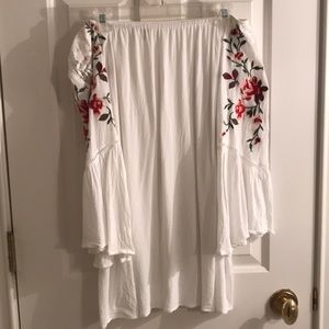White Off the Shoulder Floral Dress